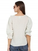 RUFFLE BLOUSE WITH 3/4 SLEEVES