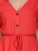 V-NECK SHORT SLEEVE SOLID DRESS