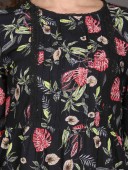 PRINTED BLOUSE WITH PLEATS & LACE DETAILS