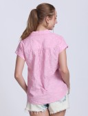 COTTON YARN DYED EMBROIDERY SHIRT WITH CALF SLEEVE