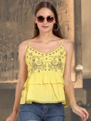 STRAP BLOUSE WITH DOUBLE FRILL