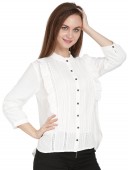 PINTUCKS FRONT OPEN SHIRT