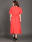 V-NECK SHORT SLEEVE SOLID DRESS