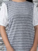 STRIP TOP WITH EMBROIDERY SLEEVES