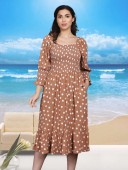 PRINTED DRESS WITH SMOCKING EFFECT