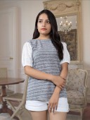 STRIP TOP WITH EMBROIDERY SLEEVES