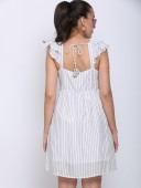 SHORT SLEEVELESS DRESS WITH RUFFLE DETAIL