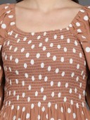 PRINTED DRESS WITH SMOCKING EFFECT