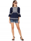 EMBROIDERED BLOUSE WITH 3/4 SLEEVES