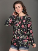 PRINTED BLOUSE WITH PLEATS & LACE DETAILS