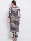 PRINTED EMBROIDERY KNEE LENGTH KURTA WITH PENT