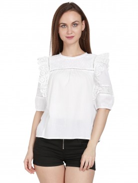 SCHIFFLY TOP WITH RUFFLE AT ARMHOLE-back