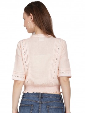 CROP TOP WITH SMOCKING AT BOTTOM-back