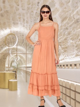 CRINKLE MAXI TIER DRESS-front