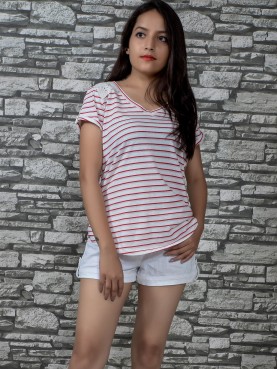 STRIPES KNIT T-SHIRT-front