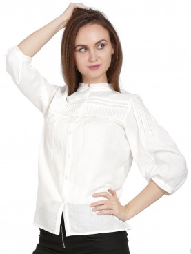 PLEATED FRONT SHIRT WITH FRONT FULL PLACKET-front