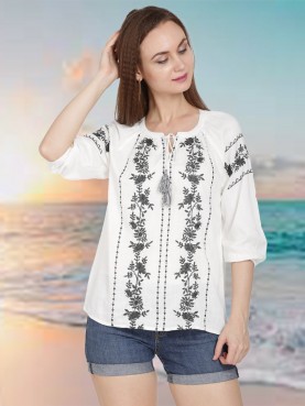 RAYON EMBROIDERED BLOUSE-front