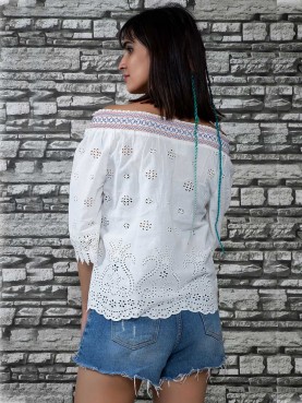 SCHIFFLY OFF SHOULDER SLEEVE TOP-back